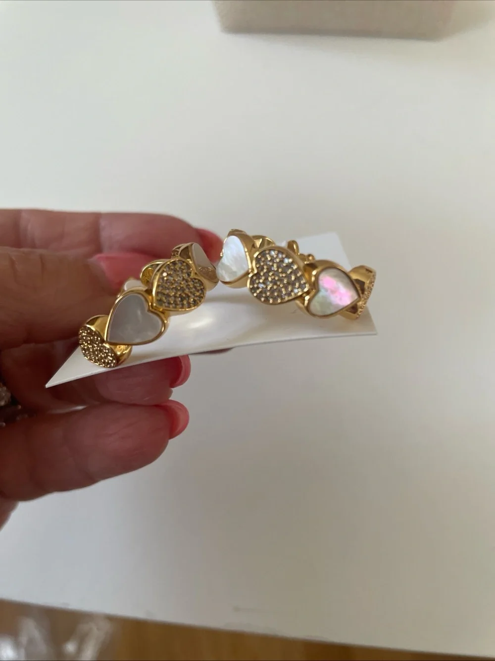 kate spade Gold Heart-Link Hoop Earrings with Mother-of-Pearl